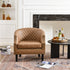 Louis Faux Leather Tufted Club Chair - Camel Accent Chair | Decorative Accent Chairs | Kinwell Furniture | Modern Club Chairs | Barrel Club Chair | Nailhead Trim Chair | Contemporary Faux Leather Chair | Elegant Camel Chair